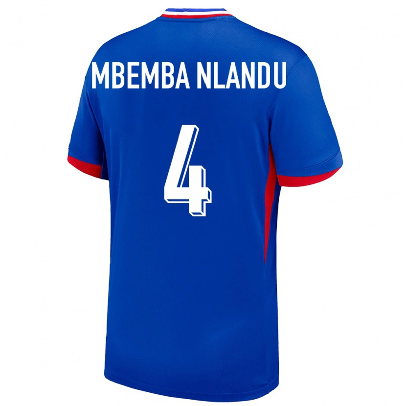 Danxen Mænd Frankrig Emmanuel Mbemba Nlandu #4 Blå Hjemmebane Spillertrøjer 24-26 Trøje T-Shirt