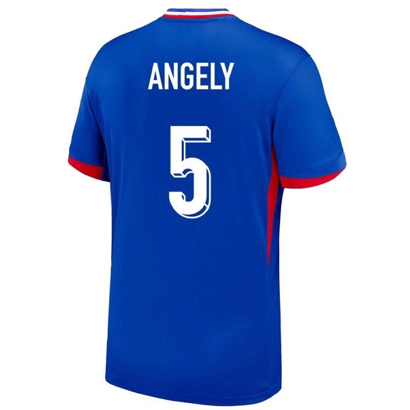 Danxen Mænd Frankrig Mathys Angély #5 Blå Hjemmebane Spillertrøjer 24-26 Trøje T-Shirt