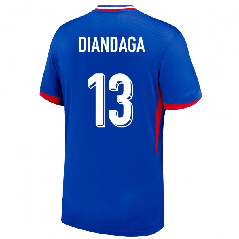 Danxen Mænd Frankrig Hermann Diandaga #13 Blå Hjemmebane Spillertrøjer 24-26 Trøje T-Shirt