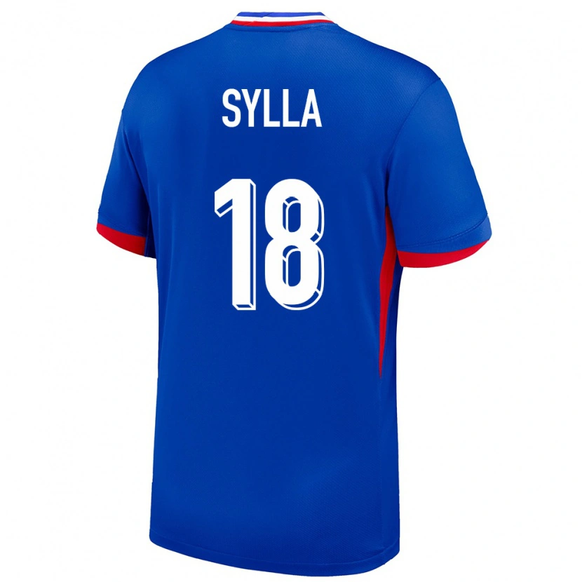 Danxen Mænd Frankrig Fodé Sylla #18 Blå Hjemmebane Spillertrøjer 24-26 Trøje T-Shirt