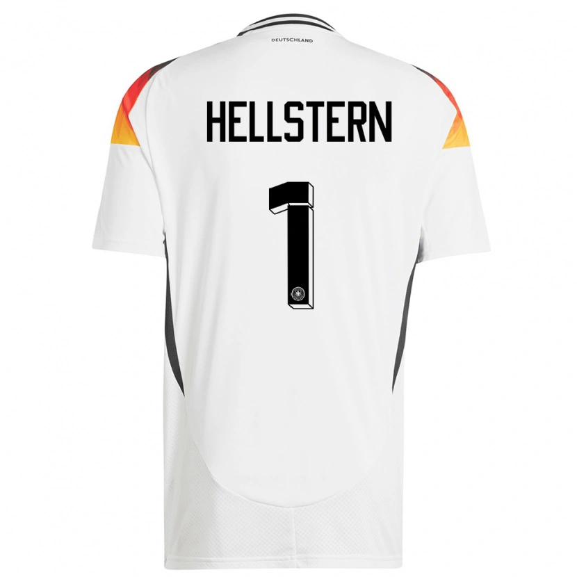 Danxen Mænd Tyskland Florian Hellstern #1 Hvid Hjemmebane Spillertrøjer 24-26 Trøje T-Shirt