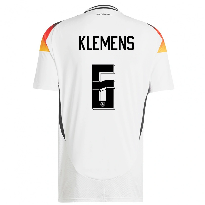 Danxen Mænd Tyskland Pascal Klemens #6 Hvid Hjemmebane Spillertrøjer 24-26 Trøje T-Shirt