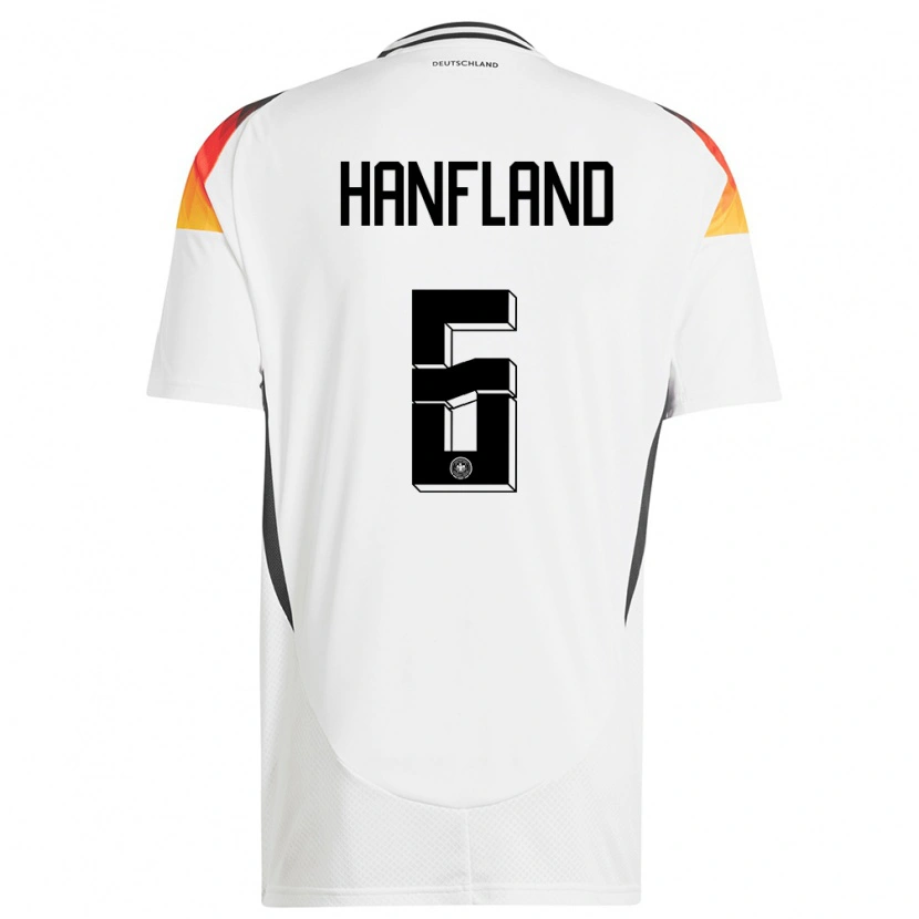 Danxen Mænd Tyskland Paul Hanfland #6 Hvid Hjemmebane Spillertrøjer 24-26 Trøje T-Shirt