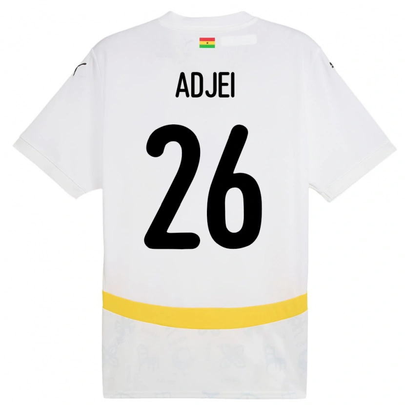 Danxen Mænd Ghana Nathaniel Adjei #26 Hvid Hjemmebane Spillertrøjer 24-26 Trøje T-Shirt