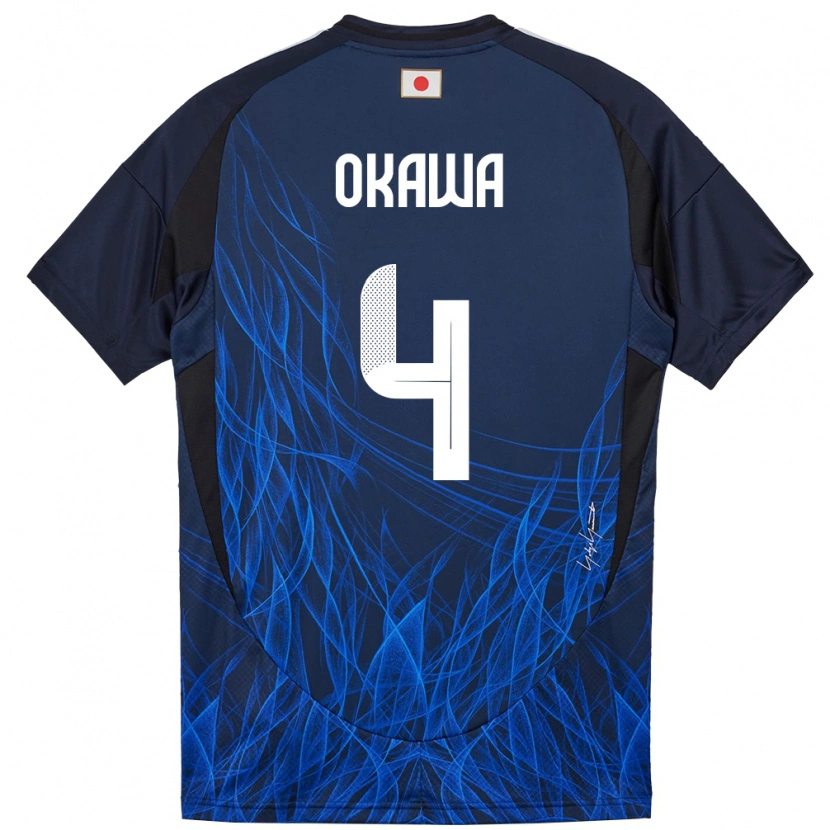 Danxen Mænd Japan Yugo Okawa #4 Mørkeblå Hjemmebane Spillertrøjer 24-26 Trøje T-Shirt