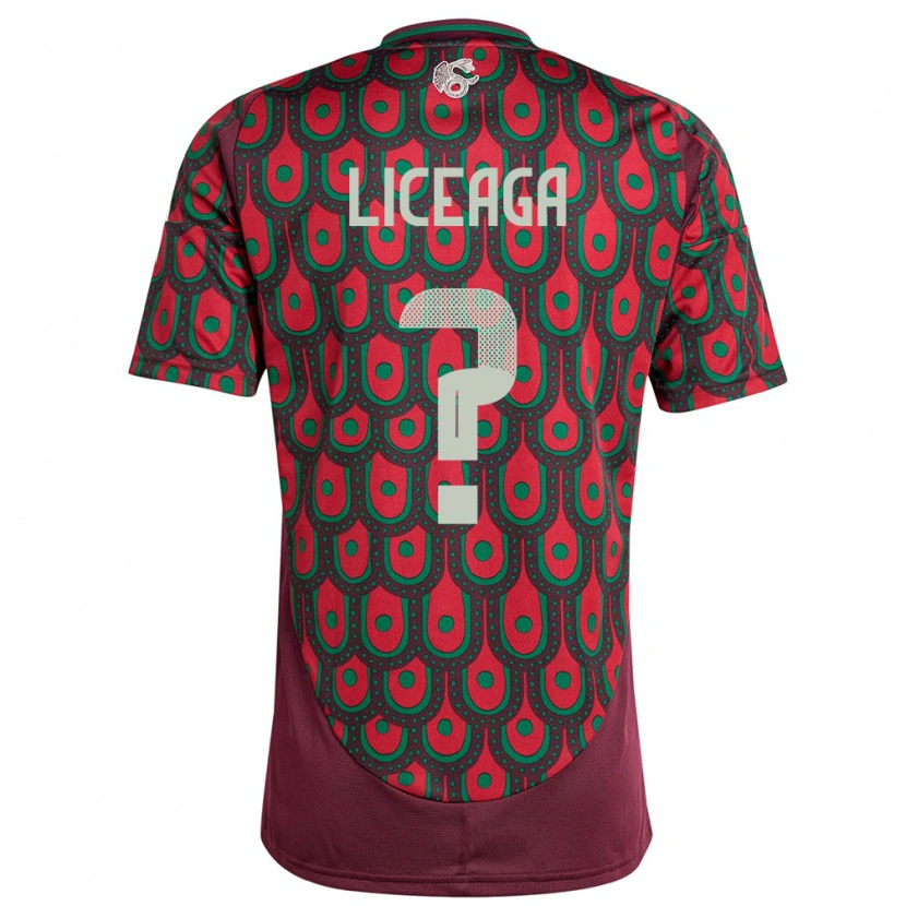 Danxen Mænd Mexico Sebastián Liceaga #0 Rødbrun Hjemmebane Spillertrøjer 24-26 Trøje T-Shirt