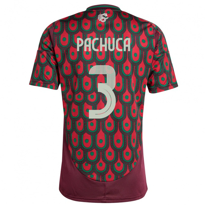 Danxen Mænd Mexico José Pachuca #3 Rødbrun Hjemmebane Spillertrøjer 24-26 Trøje T-Shirt