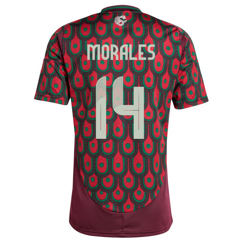 Danxen Mænd Mexico Amaury Morales #14 Rødbrun Hjemmebane Spillertrøjer 24-26 Trøje T-Shirt