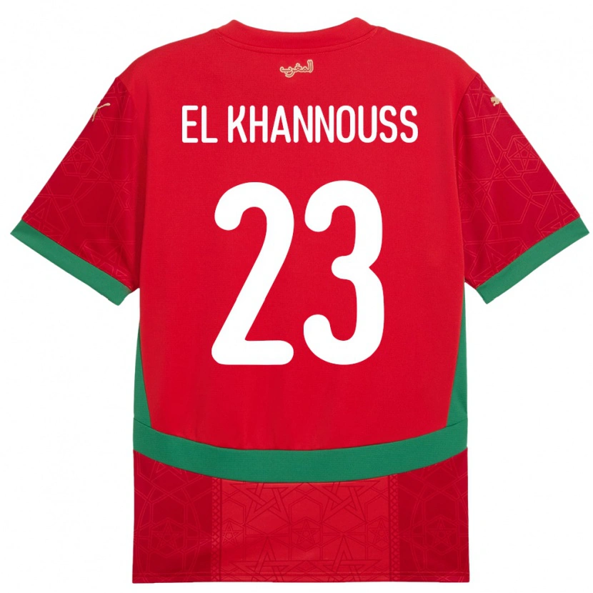 Danxen Mænd Marokko Bilal El Khannouss #23 Rød Hjemmebane Spillertrøjer 24-26 Trøje T-Shirt