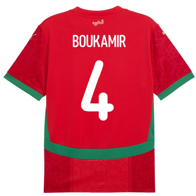 Danxen Mænd Marokko Mehdi Boukamir #4 Rød Hjemmebane Spillertrøjer 24-26 Trøje T-Shirt