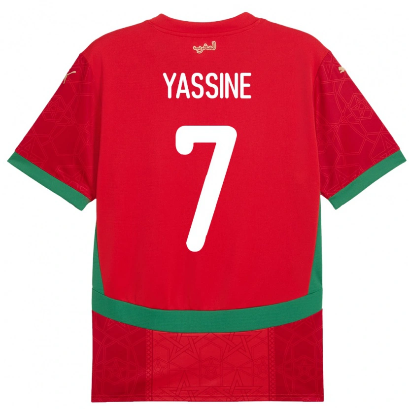 Danxen Mænd Marokko Gessime Yassine #7 Rød Hjemmebane Spillertrøjer 24-26 Trøje T-Shirt