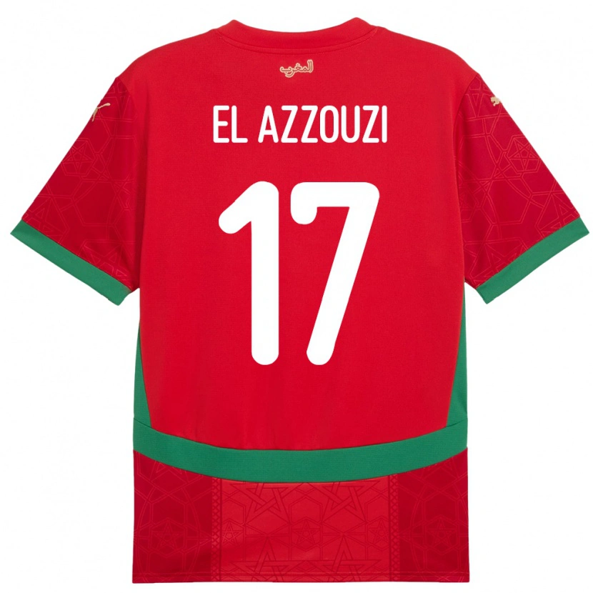 Danxen Mænd Marokko Oussama El Azzouzi #17 Rød Hjemmebane Spillertrøjer 24-26 Trøje T-Shirt