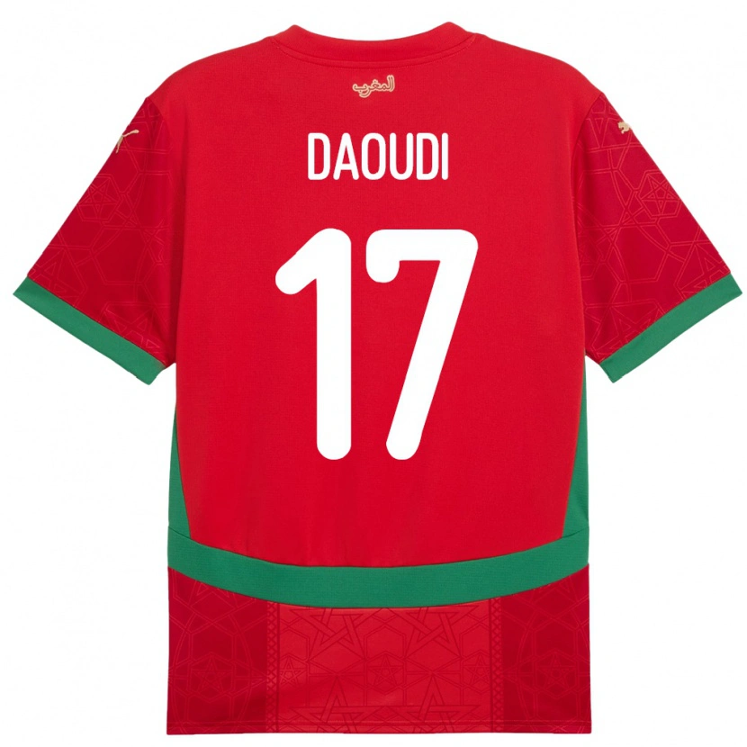 Danxen Mænd Marokko Abdelali Daoudi #17 Rød Hjemmebane Spillertrøjer 24-26 Trøje T-Shirt