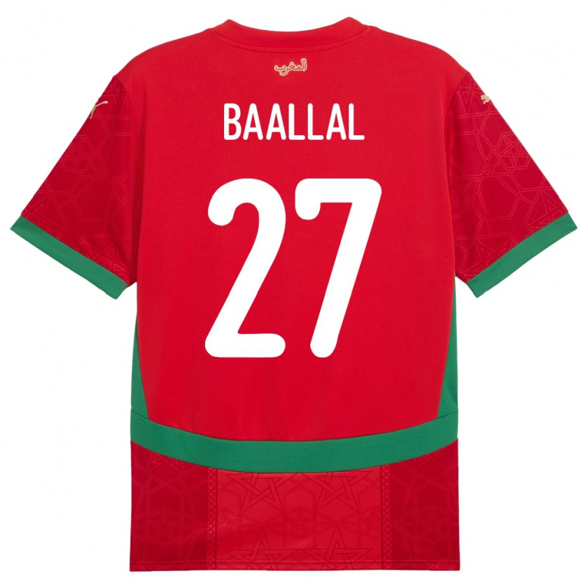 Danxen Mænd Marokko Adam Baallal #27 Rød Hjemmebane Spillertrøjer 24-26 Trøje T-Shirt