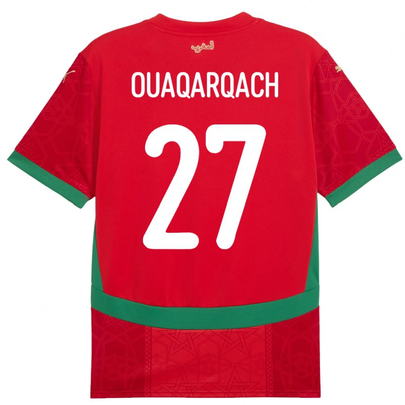 Danxen Mænd Marokko Abdelkader Ouaqarqach #27 Rød Hjemmebane Spillertrøjer 24-26 Trøje T-Shirt