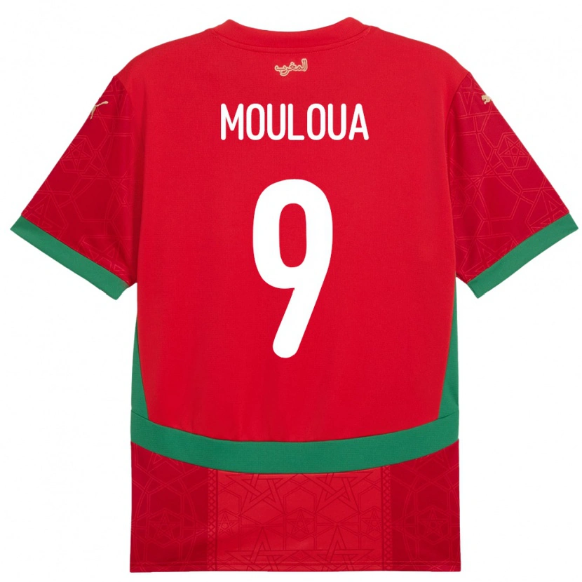 Danxen Mænd Marokko Ayoub Mouloua #9 Rød Hjemmebane Spillertrøjer 24-26 Trøje T-Shirt