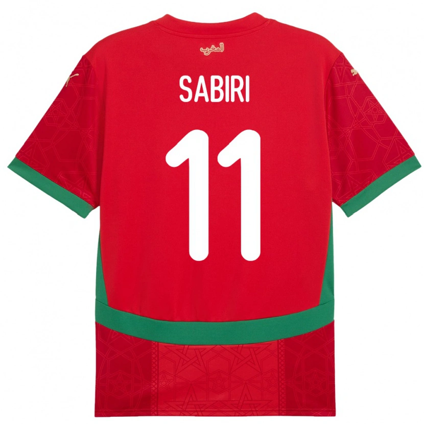 Danxen Mænd Marokko Abdelhamid Sabiri #11 Rød Hjemmebane Spillertrøjer 24-26 Trøje T-Shirt