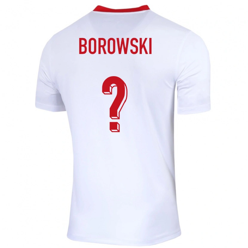 Danxen Mænd Polen Bartosz Borowski #0 Hvid Hjemmebane Spillertrøjer 24-26 Trøje T-Shirt