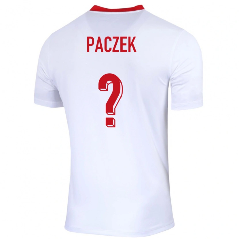 Danxen Mænd Polen Szymon Paczek #0 Hvid Hjemmebane Spillertrøjer 24-26 Trøje T-Shirt