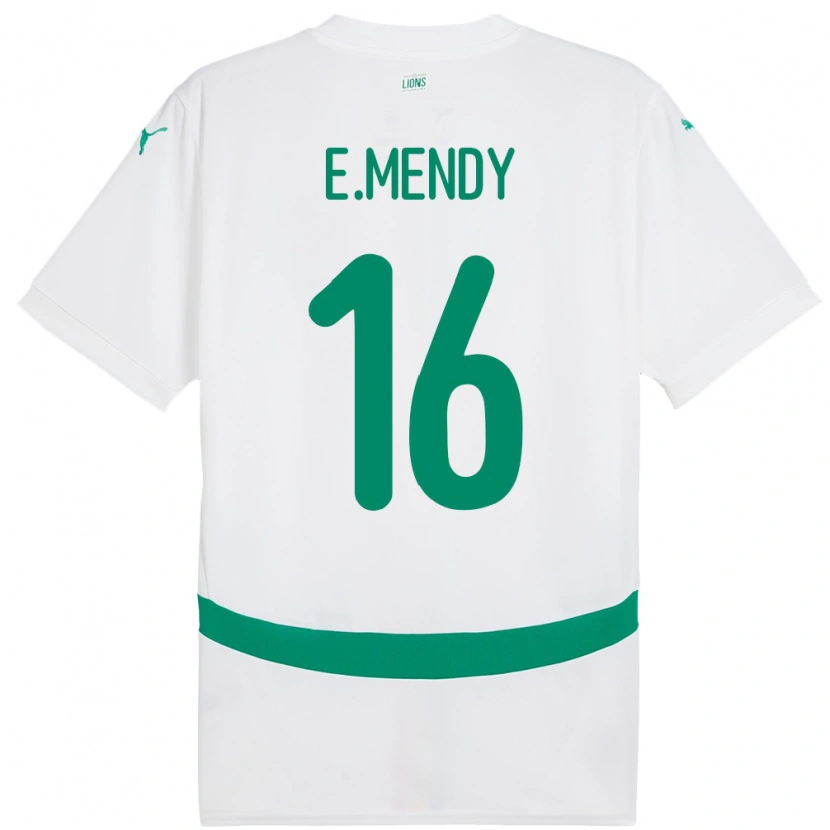 Danxen Mænd Senegal Edouard Mendy #16 Hvid Hjemmebane Spillertrøjer 24-26 Trøje T-Shirt