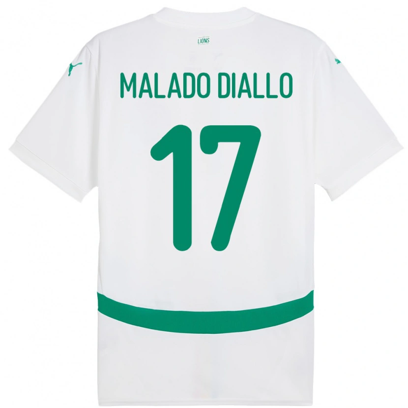 Danxen Mænd Senegal Hapsatou Malado Diallo #17 Hvid Hjemmebane Spillertrøjer 24-26 Trøje T-Shirt