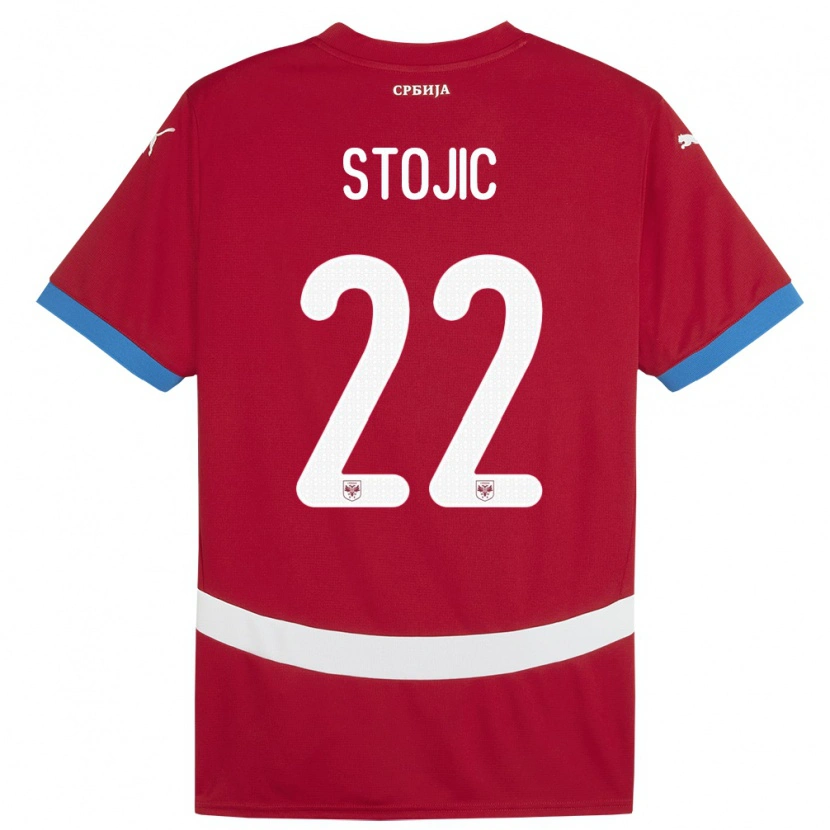 Danxen Mænd Serbien Nemanja Stojic #22 Rød Hjemmebane Spillertrøjer 24-26 Trøje T-Shirt