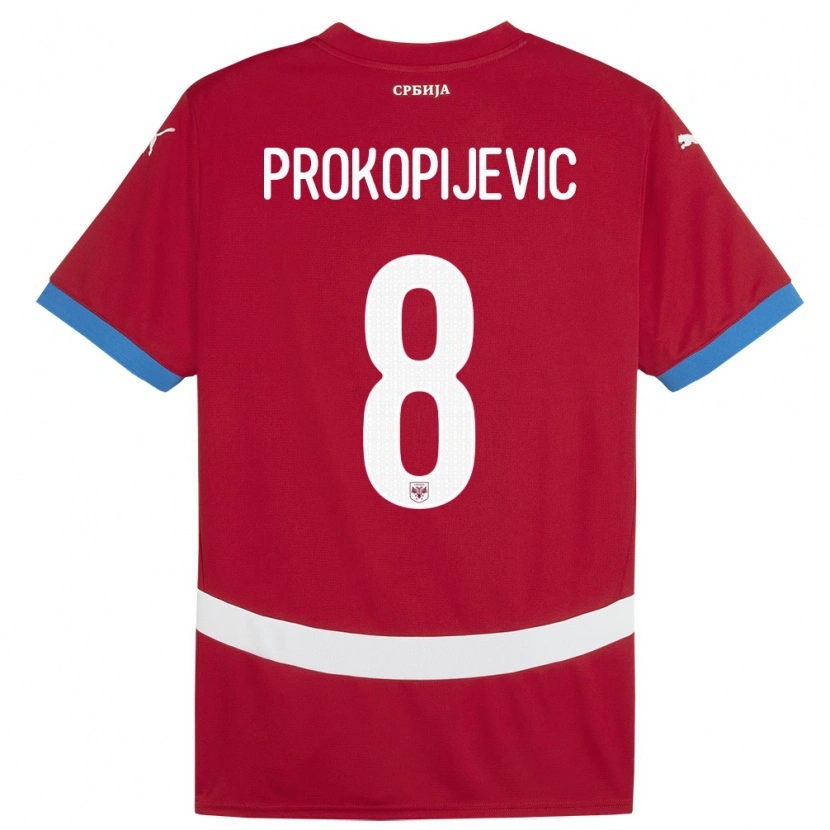 Danxen Mænd Serbien Mateja Prokopijevic #8 Rød Hjemmebane Spillertrøjer 24-26 Trøje T-Shirt