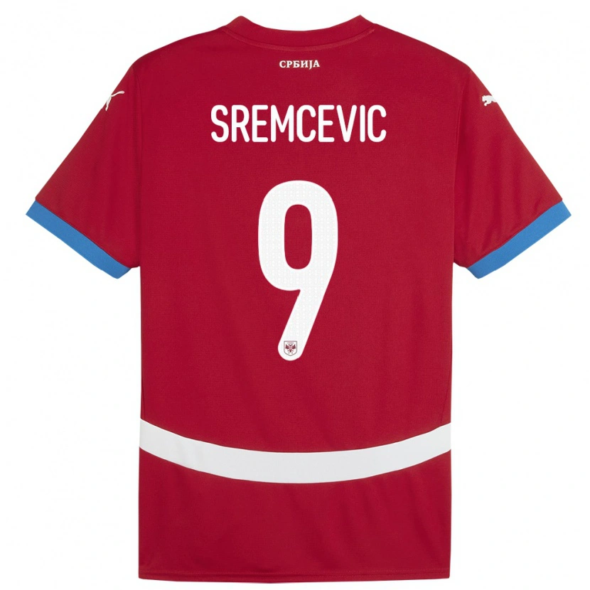 Danxen Mænd Serbien Uros Sremcevic #9 Rød Hjemmebane Spillertrøjer 24-26 Trøje T-Shirt