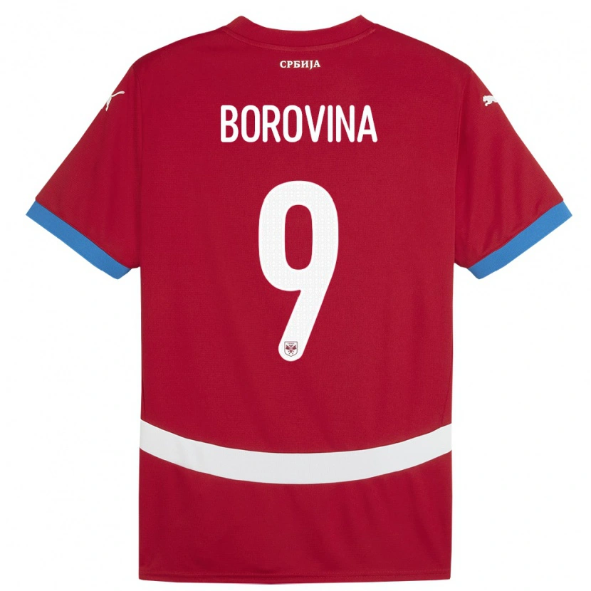 Danxen Mænd Serbien Srdjan Borovina #9 Rød Hjemmebane Spillertrøjer 24-26 Trøje T-Shirt