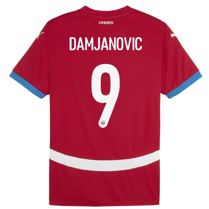 Danxen Mænd Serbien Aleksa Damjanovic #9 Rød Hjemmebane Spillertrøjer 24-26 Trøje T-Shirt