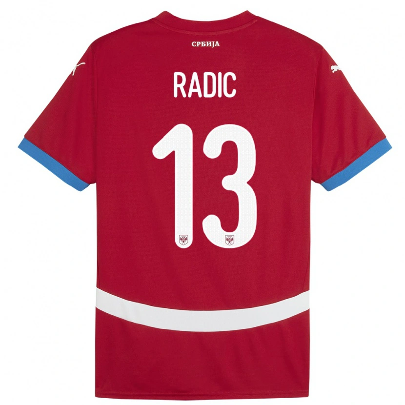 Danxen Mænd Serbien Mihailo Radic #13 Rød Hjemmebane Spillertrøjer 24-26 Trøje T-Shirt