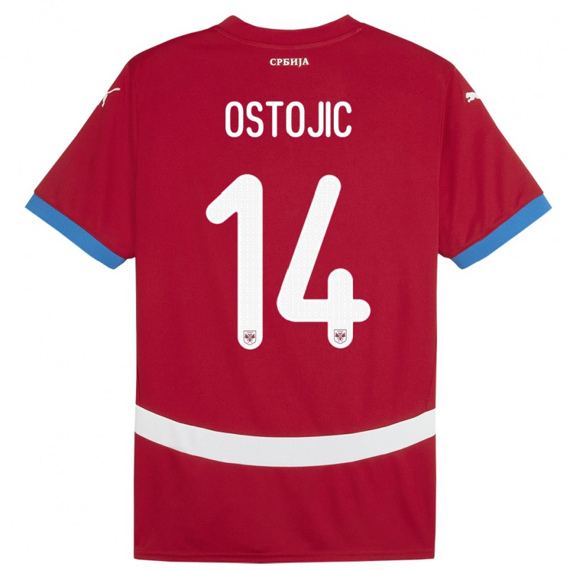 Danxen Mænd Serbien Jovan Ostojic #14 Rød Hjemmebane Spillertrøjer 24-26 Trøje T-Shirt