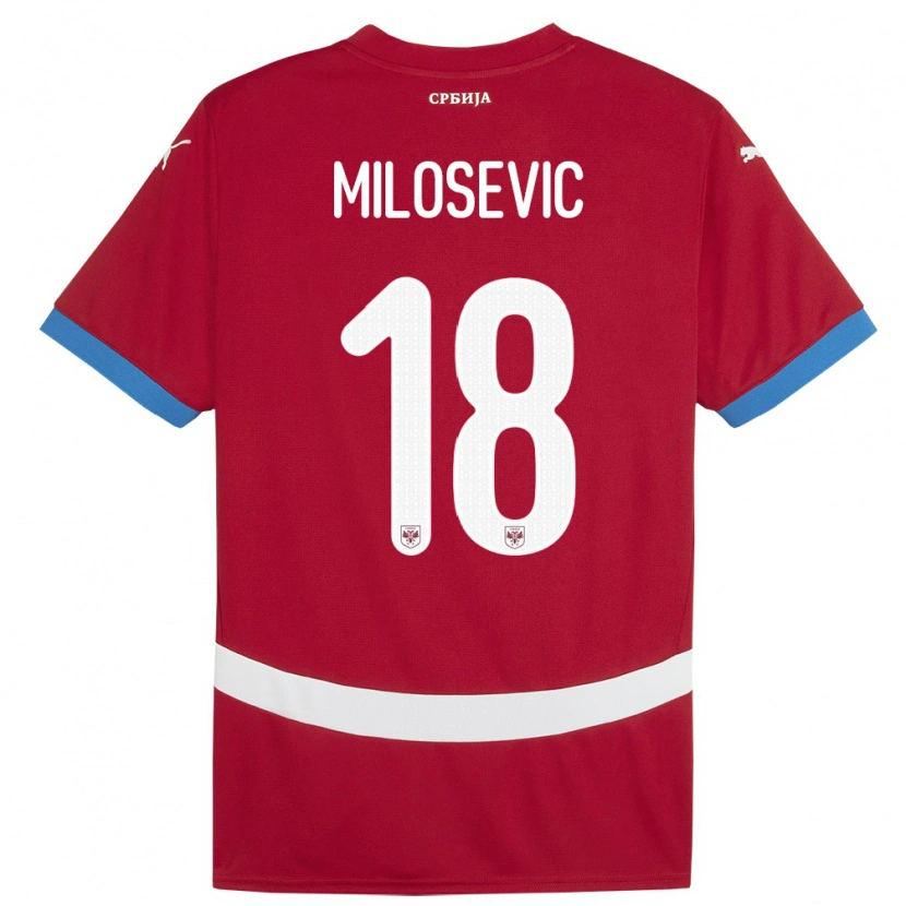 Danxen Mænd Serbien Mateja Milosevic #18 Rød Hjemmebane Spillertrøjer 24-26 Trøje T-Shirt