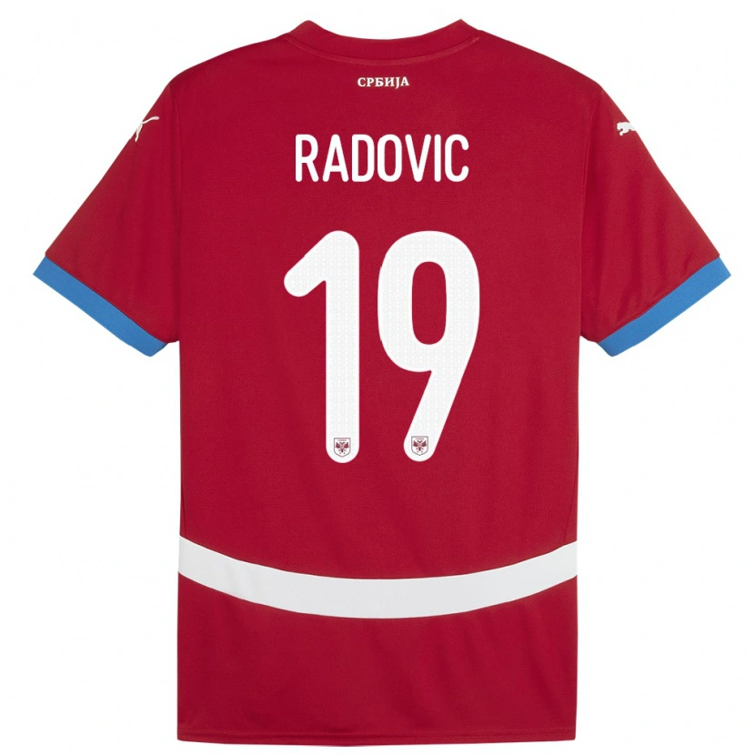 Danxen Mænd Serbien Dusan Radovic #19 Rød Hjemmebane Spillertrøjer 24-26 Trøje T-Shirt