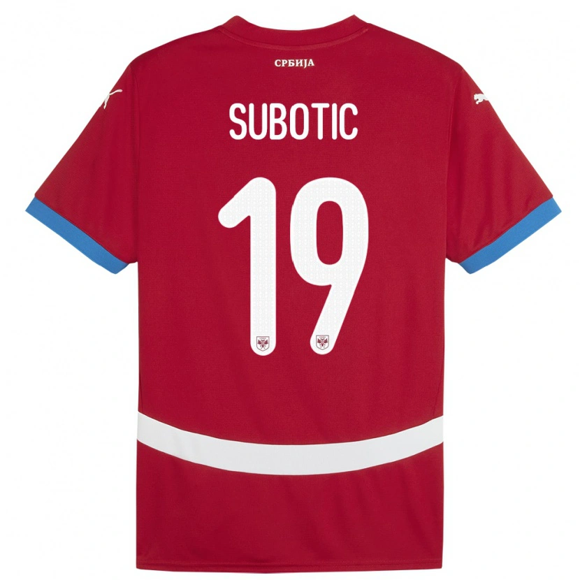 Danxen Mænd Serbien Vasilije Subotic #19 Rød Hjemmebane Spillertrøjer 24-26 Trøje T-Shirt