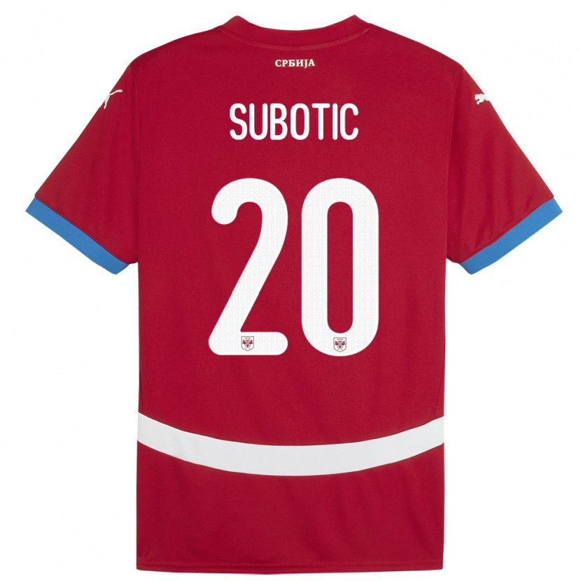 Danxen Mænd Serbien Andrej Subotic #20 Rød Hjemmebane Spillertrøjer 24-26 Trøje T-Shirt