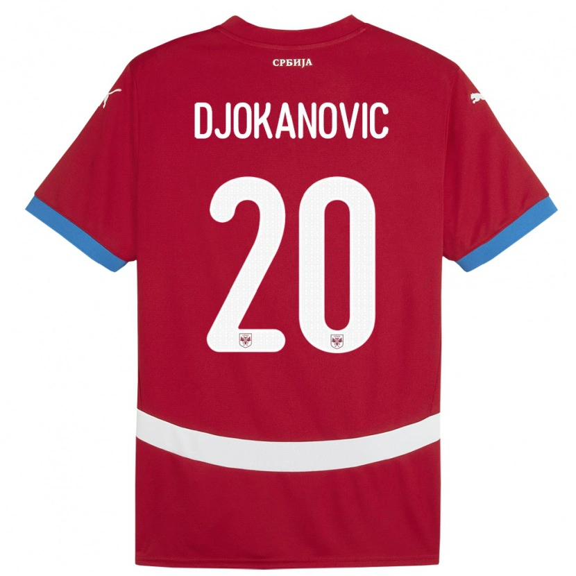 Danxen Mænd Serbien Damjan Djokanovic #20 Rød Hjemmebane Spillertrøjer 24-26 Trøje T-Shirt