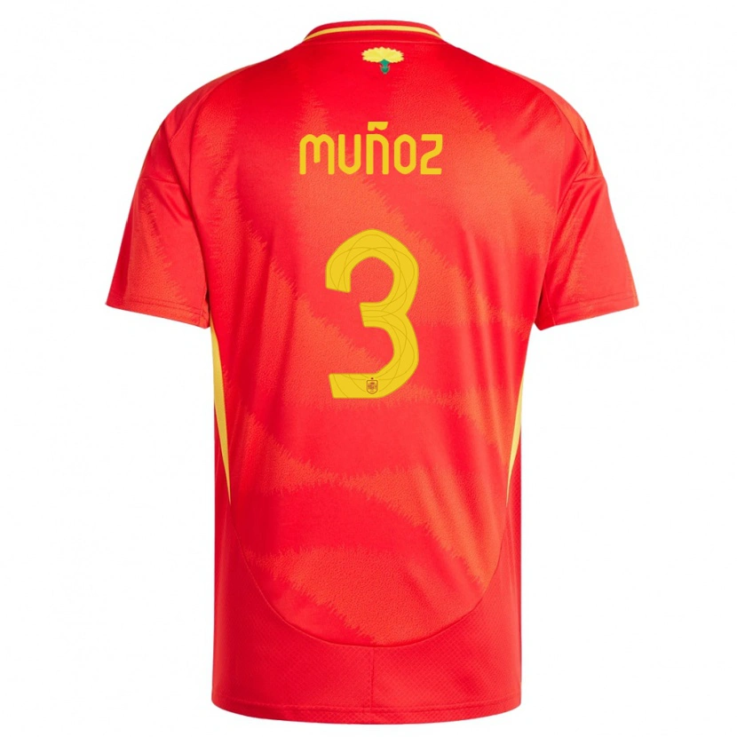 Danxen Mænd Spanien Dani Muñoz #3 Rød Hjemmebane Spillertrøjer 24-26 Trøje T-Shirt