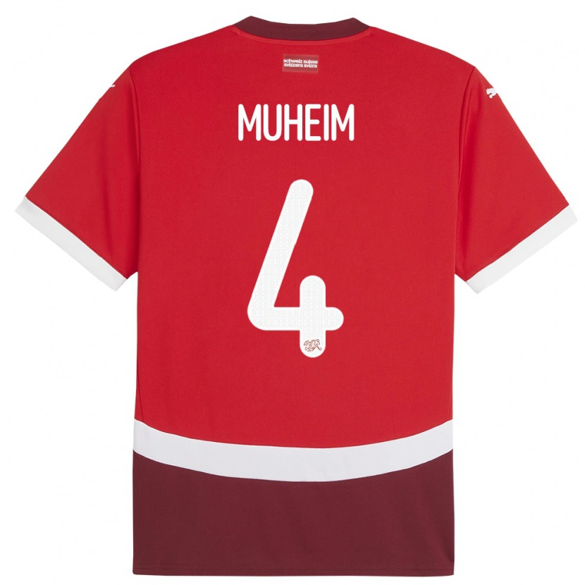 Danxen Mænd Schweiz Miro Muheim #4 Rød Hjemmebane Spillertrøjer 24-26 Trøje T-Shirt