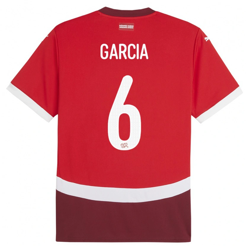 Danxen Mænd Schweiz Ulisses Garcia #6 Rød Hjemmebane Spillertrøjer 24-26 Trøje T-Shirt