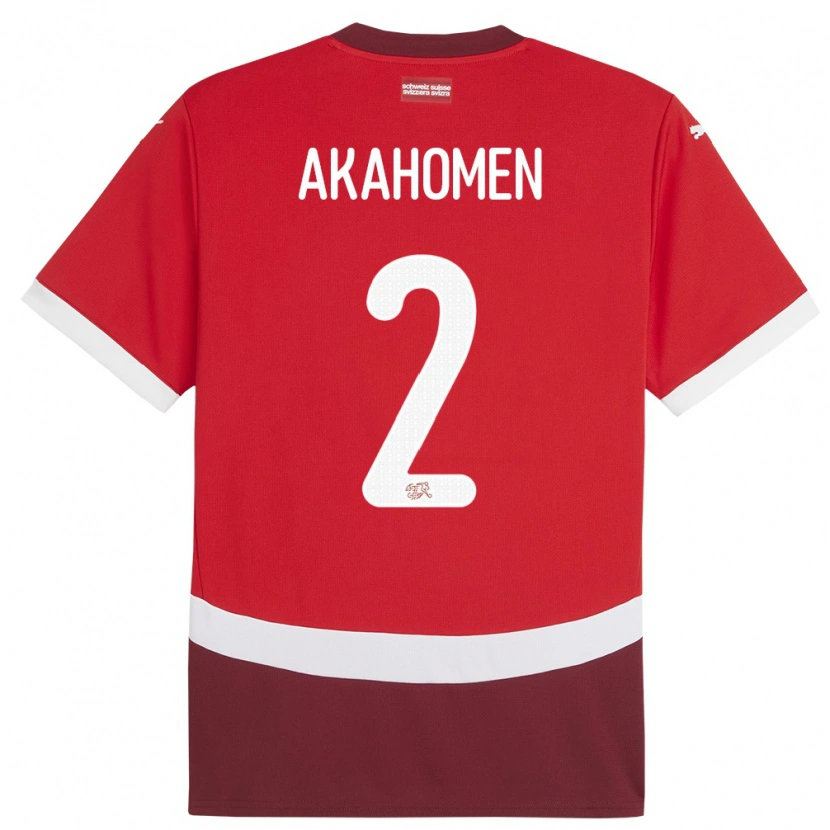 Danxen Mænd Schweiz Marvin Akahomen #2 Rød Hjemmebane Spillertrøjer 24-26 Trøje T-Shirt