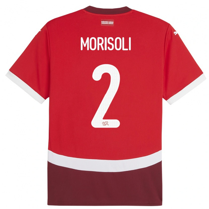 Danxen Mænd Schweiz Gabriel Morisoli #2 Rød Hjemmebane Spillertrøjer 24-26 Trøje T-Shirt