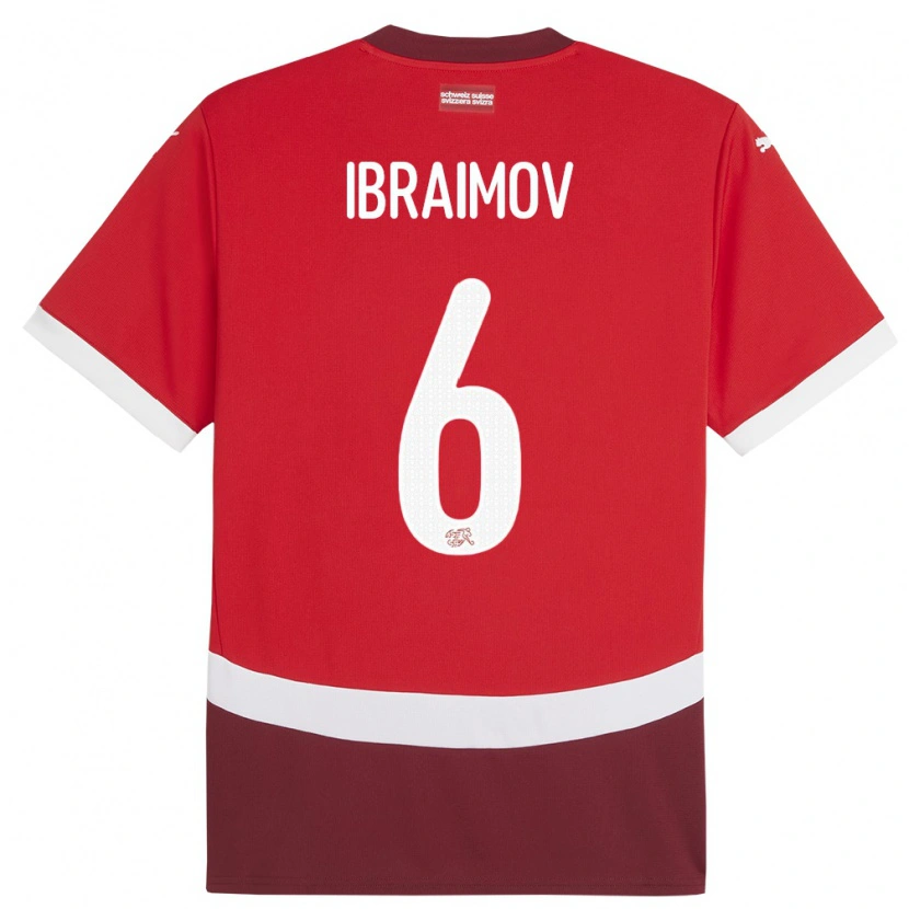 Danxen Mænd Schweiz Leonit Ibraimov #6 Rød Hjemmebane Spillertrøjer 24-26 Trøje T-Shirt