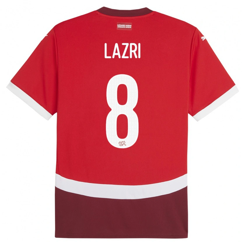 Danxen Mænd Schweiz Nico Lazri #8 Rød Hjemmebane Spillertrøjer 24-26 Trøje T-Shirt