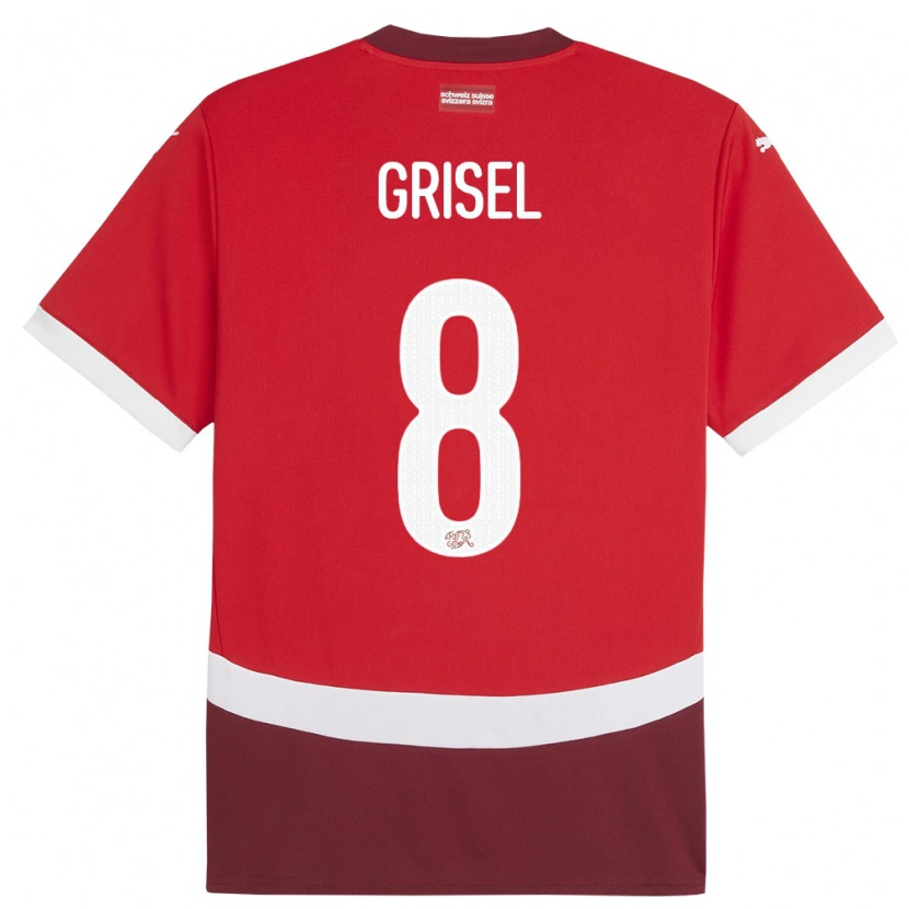 Danxen Mænd Schweiz Arno Grisel #8 Rød Hjemmebane Spillertrøjer 24-26 Trøje T-Shirt