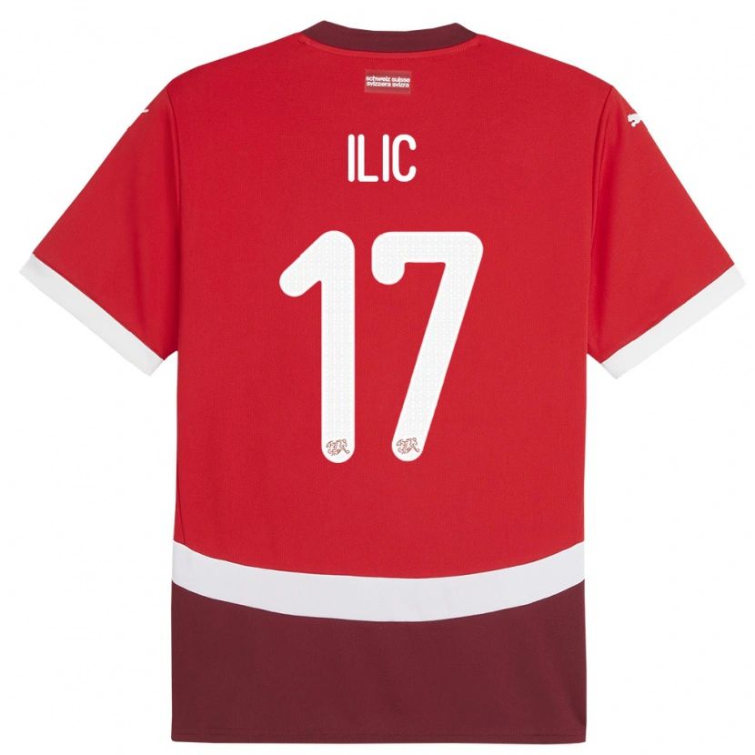 Danxen Mænd Schweiz Adam Ilic #17 Rød Hjemmebane Spillertrøjer 24-26 Trøje T-Shirt