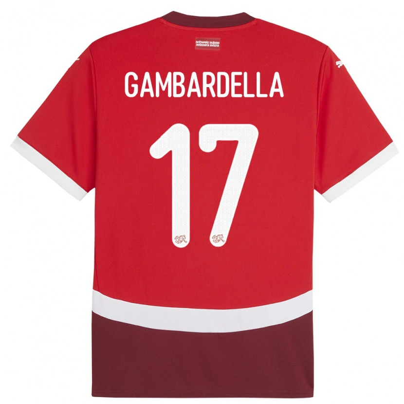 Danxen Mænd Schweiz Matteo Gambardella #17 Rød Hjemmebane Spillertrøjer 24-26 Trøje T-Shirt