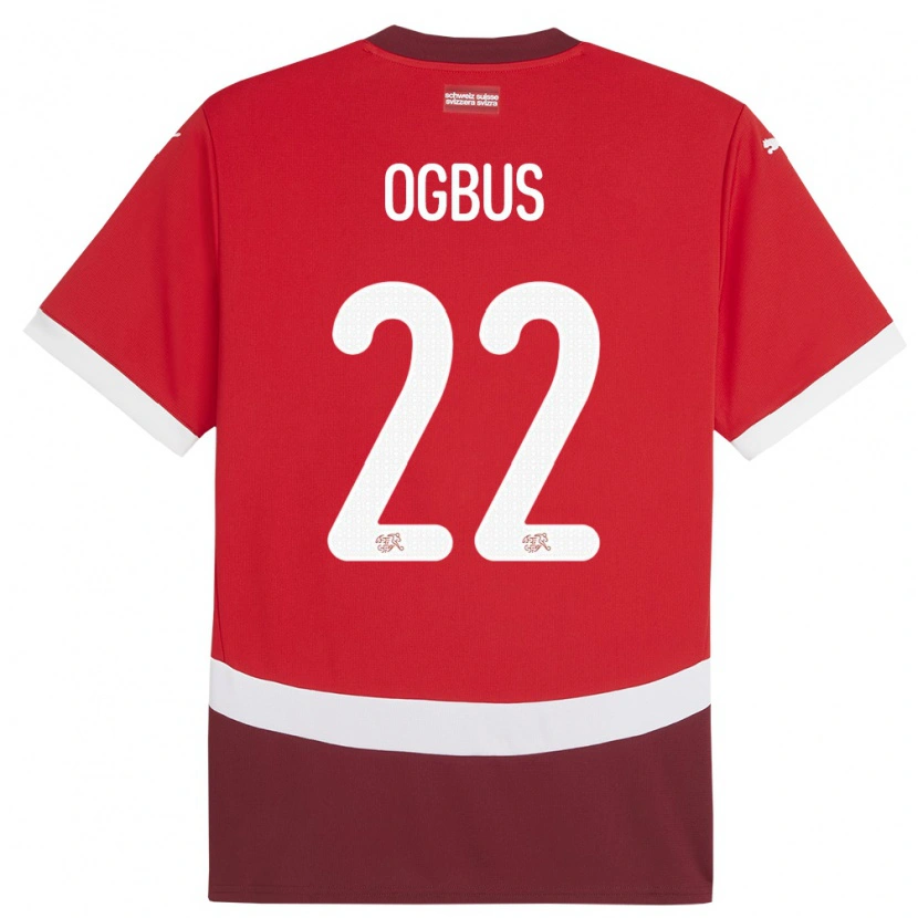 Danxen Mænd Schweiz Bruno Ogbus #22 Rød Hjemmebane Spillertrøjer 24-26 Trøje T-Shirt