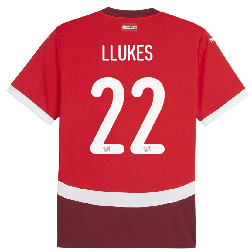 Danxen Mænd Schweiz Adrien Llukes #22 Rød Hjemmebane Spillertrøjer 24-26 Trøje T-Shirt