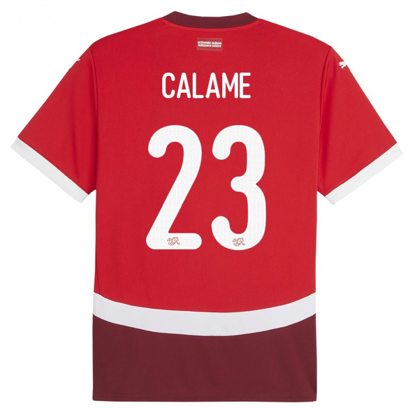 Danxen Mænd Schweiz Marouane Calame #23 Rød Hjemmebane Spillertrøjer 24-26 Trøje T-Shirt